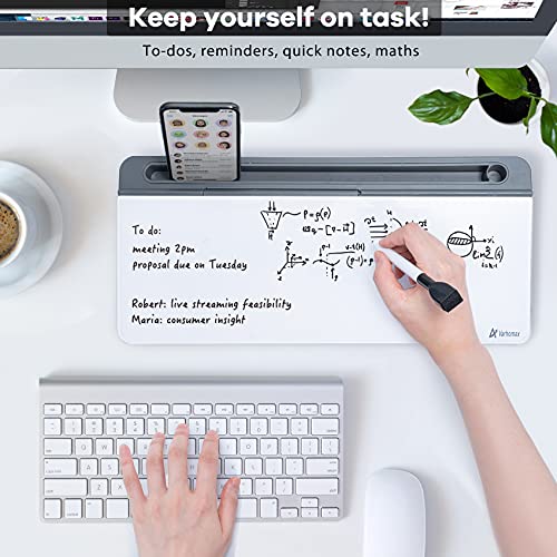 Varhomax Glass Desk Whiteboard with Storage, Desktop Organizer to-do List Memo Notepad Dry Erase White Board for Home Office and School Supplies (Gray) - color: A-gray