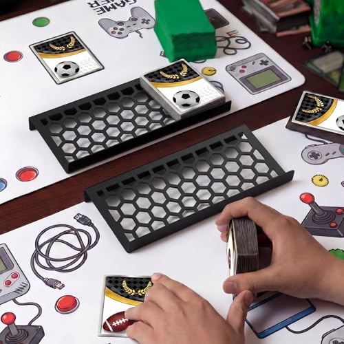 Yalikop 14 Pcs 9.5 x 4 Inch Trading Card Riser for Display Case Extended Long Black Acrylic Display Risers Stand Tray Honeycomb Cards Sorting Tray for Cardshow Vendor Showcase Sport Card Board Game