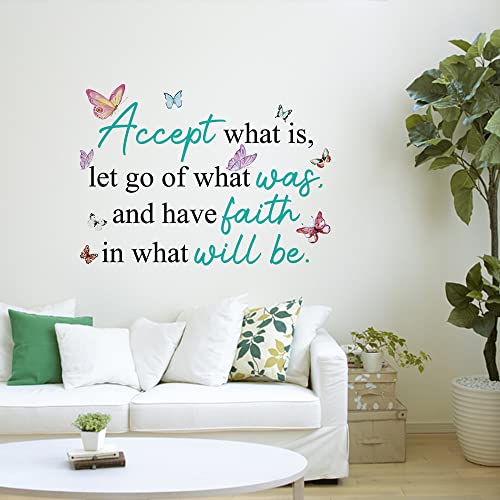 Inspirational Quotes Vinyl Wall Decal Stickers Accept What is, Let Go of What was, and Have Faith in What Will be, for Bedroom, Living Room, Motivational Uplifting Quotes Vinyl Decal (21.3''×16'')