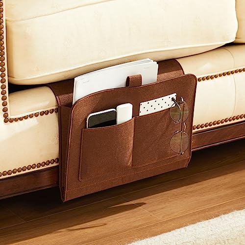 YOUDENOVA Bedside Caddy, Bedside Organizer for Dorm Room, Bunk Bed, Brown - color: Brown