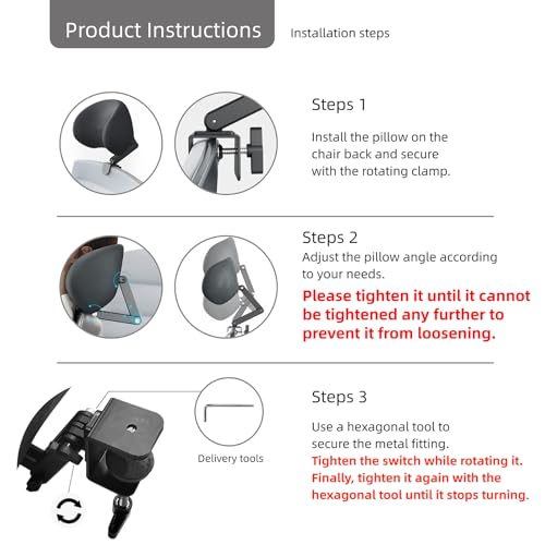 Memory Foam Headrest Attachment for Office Chair, Attachable Chair Head Rest, Desk Chair Neck Support, Elastic Sponge Head Pillow Adjustable Height and Angle (Black) - color: Black