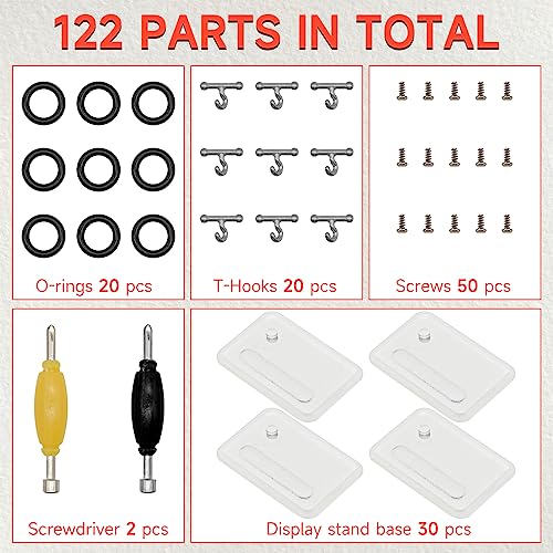 SIXPOINTS 30 Pieces Clear Plastic Display Stand Base,20 T Hook & 20 O-Rings Waistband & 50 Screws& 2 Spanner Body Repair Part Set For 3.75 " G.i Joe Action Figure Toy - color: 30PCS-Clear Square Set