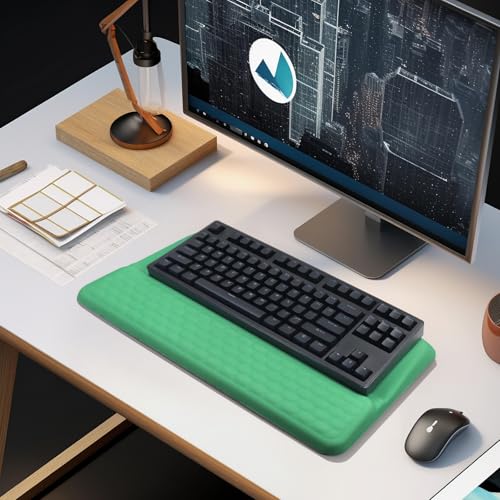 Computer Keyboard Stand Pad with Wrist Rest, Ergonomic Comfy Tilted Keyboard Stand Riser Holder Pad for Office Home (Green) - color: Green