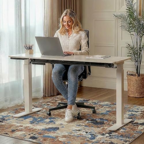 Office Chair Mat for Hardwood Tile Floor, Abstract 36"X 60" Desk Mats for Office Chair on Rolling Chairs Carpet, Desk Anti-Slip 1/5" Thick Rug for Computer Chair, Thin Low-Pile Floor Mat, Desert Blue - color: Desert Blue, size: 36"x60"