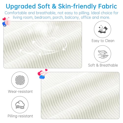 Rocking Chair Cushions Set - Non-Slip Adirondack Chair Cushions with Ties Indoor/Outdoor Rocking Chair Pad for Living Room, Bedroom, Balcony, Office - color: Indoor-alita-white-