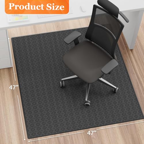 KMAT Office Chair Mat, 47x47in Heavy Duty Hardwood/Tile Floor Protector, Floor Mat Computer Desk Mat for Rolling Chairs, Work, Study, Office, Black - color: Black, size: 47"x47"