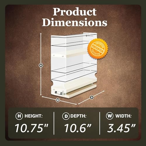 Vertical Spice - Sliding Spice Rack Organizer for Cabinets - Pull Out Shelves for Upper Kitchen Cabinets - Cabinet Organizer/Storage - 2 Tiers - 3.45" x 10.75" x 10.6" (Cream, Partially Assembled) - color: 3.25" Drawer, 2-Tier Cream Partially Assembled