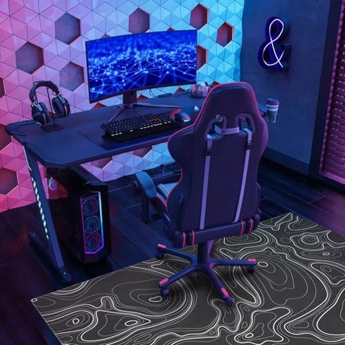 Gaming Chair Mat for Carpet Hardwood Tile Floor,36"x48" Gaming Rug for Gaming Room, Under Desk Non Slip Gamer Rug,Low-Pile Game Room Rug,Rubber Backing Large Gaming Chair Floor Mat,Topographic Contour - color: Topographic Contour