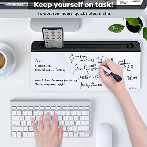 Varhomax Glass Desk Whiteboard with Storage, Desktop Organizer to-do List Memo Notepad Dry Erase White Board for Home Office and School Supplies (Black&White) - color: Black&white