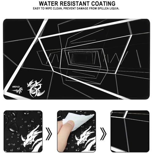 Mouse Pad Large, Waterproof Extra Large Gaming Mousepad with Stitched Edges, 31.5" x 15.7" Non-Slip Rubber Base Office Big Long Keyboard Pad for Office Gamer Home XXL, (Black Square) - color: Black Square