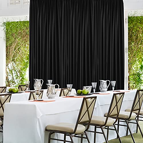 AK TRADING CO. 10 feet x 8 feet IFR Polyester Backdrop Drapes Curtains Panels with Rod Pockets - Wedding Ceremony Party Home Window Decorations - Black - color: Black