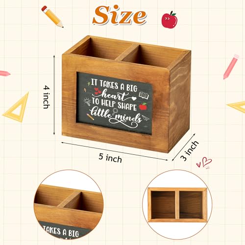 MALLMALL6 Blackboard Teacher Appreciation Gifts Pencil Holder Square Shape Pen Holder for Teacher, Wooden Desktop Organizer Birthday Xmas End of Year Gifts for School Office Classroom Decor - style: Blackboard