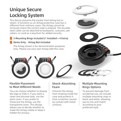 Lockable Holder with 3-Digit Combination Lock, Metal Case Compatible with, Anti-Theft Tracker Lock for Luggage, Suitcase (Black (4 Pack)) - color: Black (4 Pack)