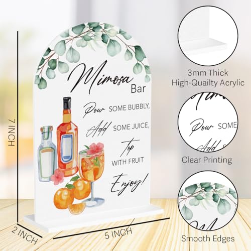 Mimosa Bar Sign for Wedding Acrylic Arch Wedding Bridal Shower Baby Shower Welcome Table Signs for Ceremony and Reception Decor Mimosa Bar Supplies 7 x 5 Inches - color: Mimosa
