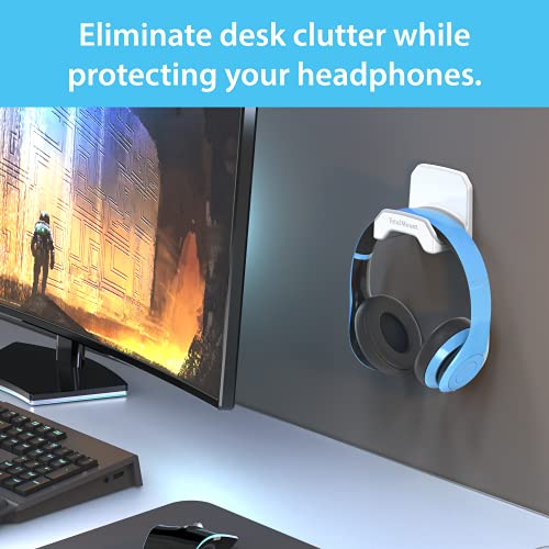 TotalMount Gaming Headset Hanger – Includes Removable Adhesive Strips for Easy, Damage-Free Wall, Desk, or PC Mounting (White Headphone Hook with Premium Silicone Cradle – One Pack) - style: Premium White