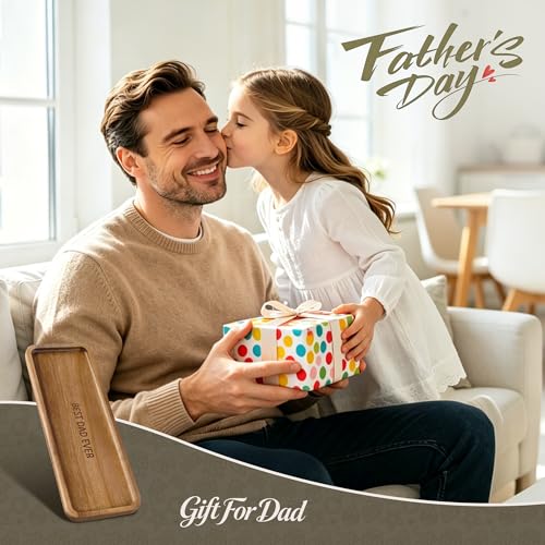 Best Dad Ever Wooden Tray, Rectangular Wood Serving Tray Decorative Tray for Coffee Table, Snacks, Drinks, Home Decor (11.4 x 4.1 x 0.6 in) - color: Rectangular Serving Tray – Best Dad Ever