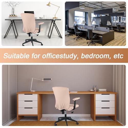 Tallew 4 Pcs Office Chair Covers Set Computer Universal Protective Stretchable Chair Seat Covers Desk Armrest Slipcovers Pads Office Cushion Backrest for Rotating(Camel) - color: Camel