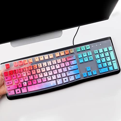 Keyboard Cover for Logitech K120 & MK120 Ergonomic Desktop USB Keyboard Ultra Thin US Layout Protective Skin-Colorful - color: Colorful