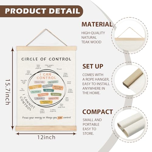 LZYRF Mental Health Wall Art Poster Framed, Therapy Office Must Haves, Circle of Control Mental Health Canvas Prints Wall Decor for Therapist Counselor Calming Office, 12x16 Inch - color: circle of control, size: 16"L x 12"W