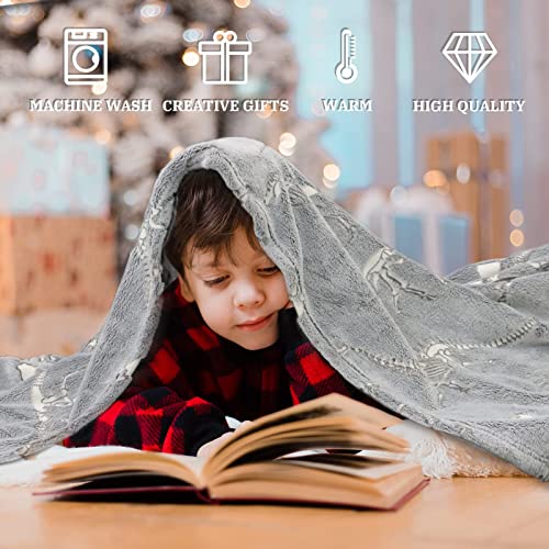 Dinosaur Toys for Kids Blanket, Boys Birthday Gifts Dino Blanket, Soft Fleece Throw Glowing Dino Bedroom Decor Throw - color: Fluorescent Dinosaur, size: Throw Size 40" x 60" (102 x 152 cm)