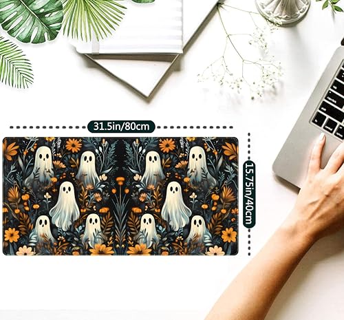 Retro Gothic Kawaii Desk Mat Cute Dark Academia Desk Pad Large Floral Mouse Pad XXL Gaming Mousepad, Laptop Computer Keyboard Mouse Mat, Deskmat Office Decor Accessories for Women, 31.5x15.75 in - color: Black Gothic Floral