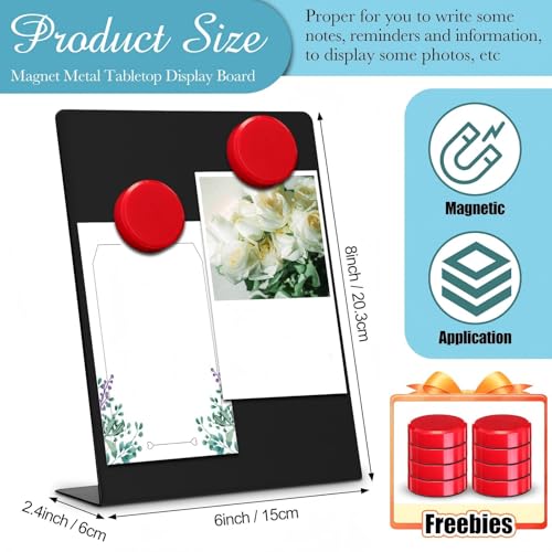 Fainne 2 Pcs Magnetic Board Stand Metal Magnet Bulletin Board Magnet Display with Easel for Tabletop for Back to School Memo Menu Table Office Kitchen Supplies (Black,6 x 8 Inches) - color: Black, size: 6 x 8 Inches