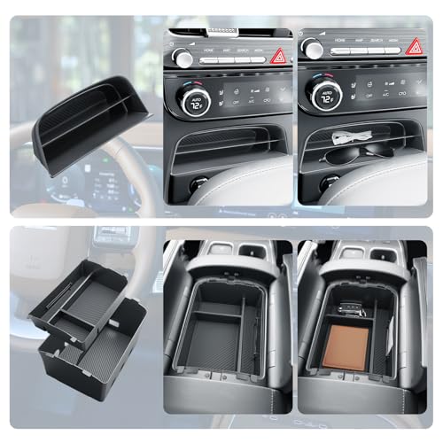BIBIBO 3Packs for 2026 Hyundai Palisade Center Console Organizer 2026 Hyundai Palisade Calligraphy Console Tray 2026 Palisade Console Insert Tray 2026 Palisade (ONLY FIT Palisade Calligraphy) - color: Black-(Double layer+Insert shelf)