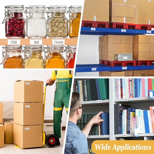 Jeyiour 100 Pcs Label Holders Adhesive Nameplate Pockets Storage Bin Labels Index Card Holder Shelf Plastic Peel Stick for Classroom Supermarket Bookshelf Library Student Box Drawer (2 x 1 Inch) - size: 2 x 1 Inch