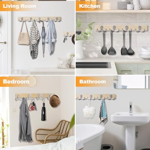 15 Pack Coat Hooks Wall Hooks for Hanging, Heavy Duty Double Prong Metal Hook Wall Mounted for Living Room, Bathroom, Kitchen, Bedroom for Coat, Bag, Scarf, Towel, Hat, Key, Cup (Silver) - color: Silver-15pack