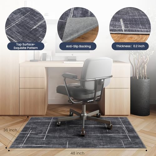 Office Chair Mat for Hardwood Floor&Tile Floor,36"X 48" Heavy Duty Desk Chair Mat for Hard Floors,Under Desk Rug for Rolling Computer Chair,Anti Slip,Low Pile Carpet Floor - color: Black Blue, size: 36"X 48"