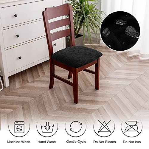 Genina Waterproof Chair Seat Covers Dining Room Chair Covers Stretch Seat Cover for Dinning Room Chair Protector Slipcovers for Kitchen, Hotel (2, Flower Pattern-Black) - color: Flower Pattern-black