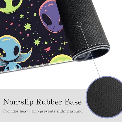 MTG Play Mat, 24" x 14" TCG Card Play Mat, Surface with Smooth Stitched Edge, with Storage Bag, Alien Theme - color: Cartoon Alien
