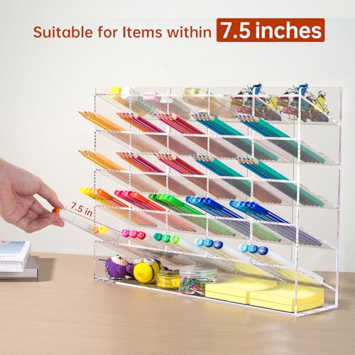 BEYGORM Acrylic Vertical Marker Organizer for 310 Markers with 26 Compartments, Clear Angled Pen & Pencil Holder, Large Desk Stationery & Art Supply Storage for Office & School (14.9 x 12.4 x 4 Inch) - color: Clear, size: For 310 Markers