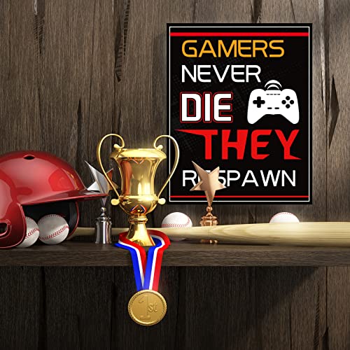 Sumind 10 Video Game Poster Sign Gamer Art Print Boy Game on Birthday Party Wall Decoration, Inspirational Words Quote Poster 10 x 8 Inch Wall Gaming Art for Kids Boy Bedroom Decor, No Frame (Red) - color: Red