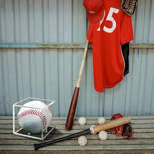 12 Pack Baseball Display Case UV Protected Acrylic Clear Baseball Holder Square Cube Ball Protector Memorabilia Autograph Display Box for Official Size Baseball - size: TWELVE PACK