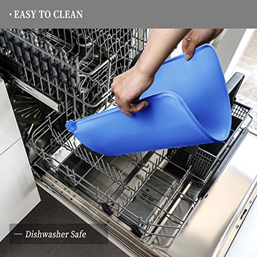 Reopet Silicone Pet Feeding Mat - Waterproof & Non-Slip Dog Cat Placemat | High Raised Edges Prevent Food & Water Spills to Protect Floors, Easy to Clean, Fit for Dog Cat Bowls - color: Blue, size: 22" x 14"