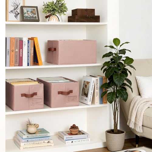 GRANNY SAYS Clothes Storage Bins, Closet Storage Bins for Shelves, Fabric Storage Basket with Handles, Collapsible Decorative Storage Box, Dusty Pink, Medium, 3-Pack - color: Dusty Pink, size: Medium