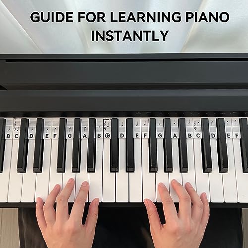 BEATBIT Piano Notes Guide for Beginner, Removable Piano Keyboard Note Labels for Learning, 88-Key Full Size, Made of Silicone, No Need Stickers, Reusable and Comes with Box (Classic Black) - color: Black, size: Classic