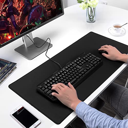 Large Gaming Mouse Pad & Desk Mat (31.5"x11.8") - Non-Slip Rubber Base, Stitched Edge - Black Mousepad for PC, Computer Gaming & Office Work - color: 31.5x11.8black