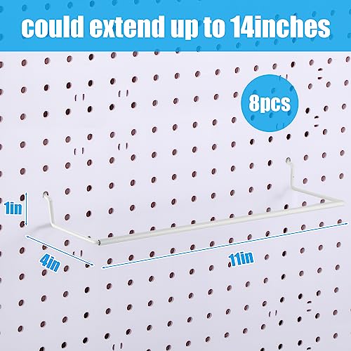 Nuanchu 8 Pcs Paper Towel Holder for Pegboard Extendable Peg Board Organizer Accessories Pegboard Towel Holder Accessories for Craft Room Laundry Room Kitchen Bathroom(White,11x4 Inch) - color: White