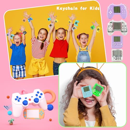 24 Pack Video Game Keychains Video Game Party Favors Mini MultiColors Gamepad Keychain Bulk for Kids Birthday Party Supplies Goodies Bags Stuffer