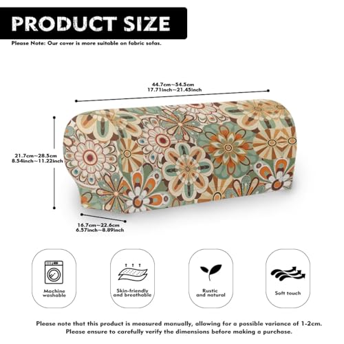 Green Boho Mandala Flower Print Armrest Covers for Chairs, 2 PCS Stretch Furniture Protector for Recliner, Curved, Square, Stain Resistant Couch Armrest Covers - color: Green Boho Mandala Flower