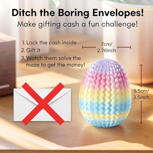 Maze Puzzle Box for Cash Gift, Money Holder Gift Box | Maze puzzle, hidden cash compartment, money gift, birthday anniversary, brain teaser, surprise holder gift for teens & adults - color: Rainbow Color