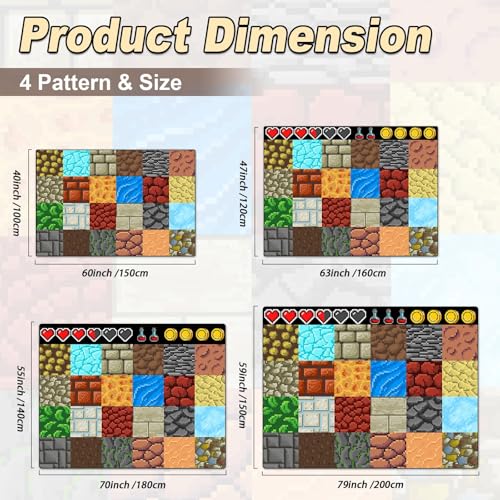 Game Rug Teen Boys Carpet with Pixel Ore Element Decoration, 8 Bit Old Games Rugs for Boy’s Bedroom Living Room Playroom, Non-Slip Children Gaming Area Rugs (70" x 55") - color: Ore Pixel Rug, size: 4'7" x 5'10" (Rectangular)