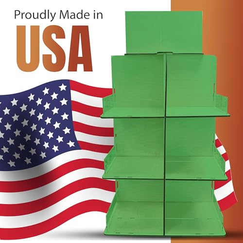 Versatile 4-Sided Rotating Display Stand for Candy, Snacks, Jams, Produce and More - Ideal for Craft Shows, Farmers Markets, and Retail Stores - 12 Shelves, Heavy-Duty Design, Easy Setup (Green) - color: Green
