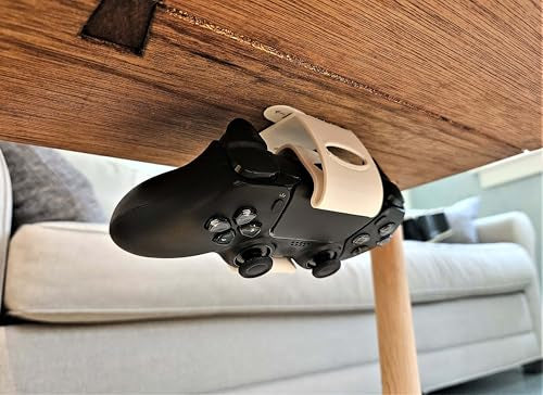 Controller Holder – Under Desk or Wall Mount Compatible with PS5 DualSense and Xbox Controllers | Quick Snap-in Design | Made in USA - color: White, size: PS5