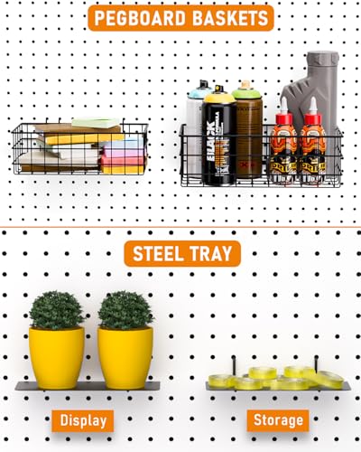 INCLY 30PCS Peg Board Organizer Accessories Kit, Pegboard Hooks Assortment with Bins, Cups, Wire Baskets and Paper Towel Holder for 1/8“ and 1/4” Pegboard Garage Workbench Craft Room Organizing Tools - color: Black