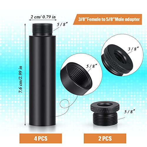 Weewooday 4 Pieces Mic Stand Extension Tube 5/8 Inch Microphone Extension Pipe Aluminium Alloy Stand Extenders Screw Boom Tubes with 2 Metal Adapters(Black) - color: Black