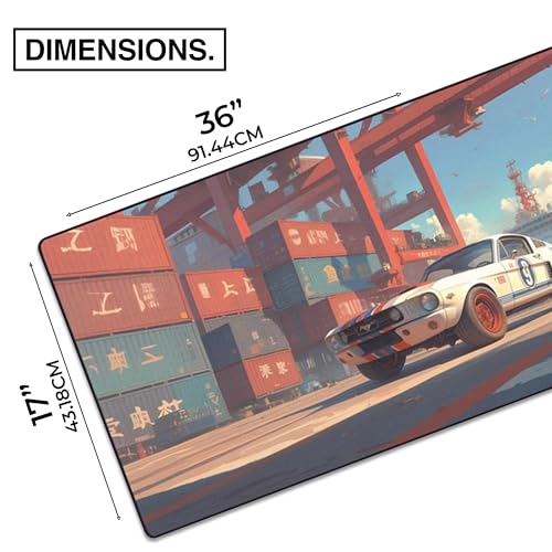 MPCO. Original Large Gaming Desk Mat – 36" x 17" Aeroglyde Manga Motors Meis-Mustang Full Desk Mouse Pad for Smooth Precision – Non-Slip, Washable Extra-Large PC Mouse Pad for Gaming Sessions - color: AeroGlyde Meis-Mustang