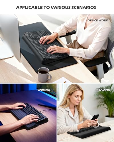Computer Keyboard Stand with Wrist Rest, Keyboard pad with Wrist Support, Two Adjustable Keyboard Angles, Slow Rebound Comfortable Foam and Skin-Friendly Fabric. Suitable for Office, Gaming, and Home - style: Convenient version